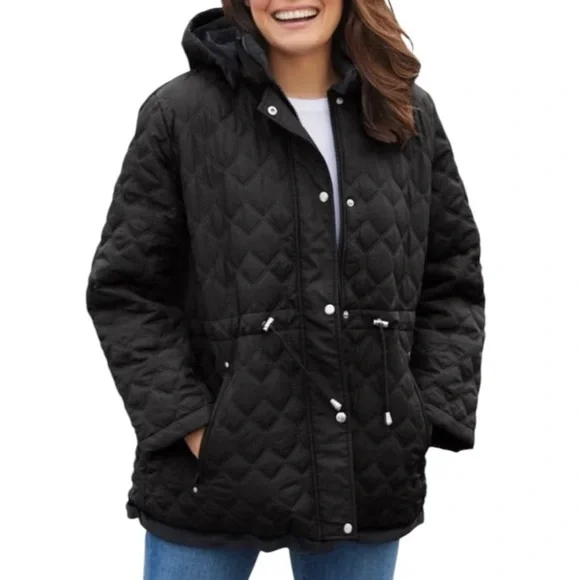 Totes “Titanium” Geometric Quilted Hooded Jacket - Picture 10 of 10